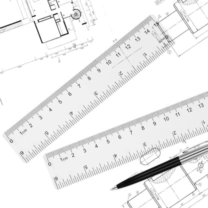 Clear Plastic 6 Inch Straight Ruler, Shatterproof With Inches and Centimeters for School, Classroom, Home, or Office (2pcs)