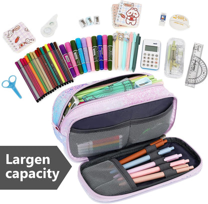 Pencil Cases for kids, Large Capacity Pencil Pouch, Office College School Marker Organizer Case pen for Men Women Adult Teens