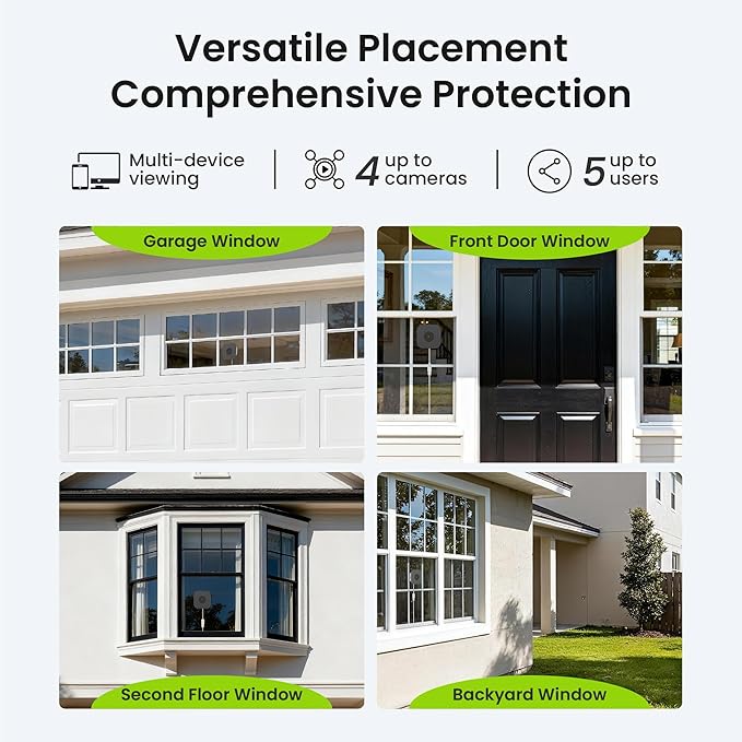 Window Security Camera 3MP 2K, Indoor WiFi Cameras 2.4GHz/5GHz with Colorvue AI Color Night Vision, Person Detection with Auto-Focus, 24/7 Recording Compatible with Alexa & Google Home