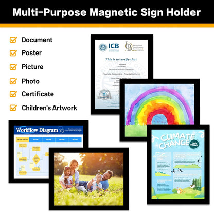 20-Pack Magnetic Sign Holders 8.5 x 11 - Magnetic Frames for Fridge & Metal Surfaces - File/Document/Paper Holders, Picture & Poster Display Frames for Home, Office, Store