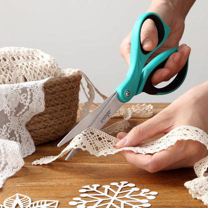 LIVINGO Scissors All Purpose Heavy Duty - 3 Pack 8.5” Blue Sharp Shears for Office Home and School Crafting Sewing Cutting Paper Fabric