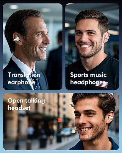 AI Translation Earbuds Real Time 144 Languages 60H Playtime Translator Ear Buds Audifonos Traductores Inglés Español Wireless Earphones Bluetooth Headphones for Travel Business Meeting,Dusk White