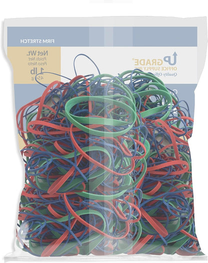 Upgrade Office Supply UPG23454 Rubber Bands, Assorted Size and Color, 1 lb Bag, USA