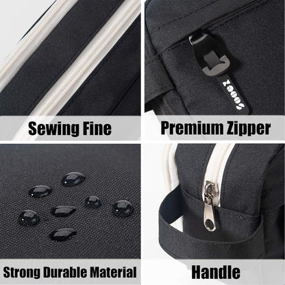 Sooez High Capacity Pencil Case, Big Pencil Bag Pouch Box Organizer Pen Case, Portable Journaling Supplies with Easy Grip Handle & Loop, Asthetic Supply for Girls Adults, Black