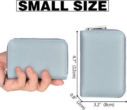 Easyoulife Genuine Leather Credit Card Holder Zipper Wallet With 26 Card Slots