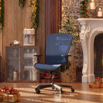 ELABEST Mesh Office Chair,Ergonomic Computer Desk Chair,Sturdy Task Chair- Adjustable Lumbar Support & Armrests,Tilt Function,Comfort Wide Seat,Swivel Home Office Chair (Blue)