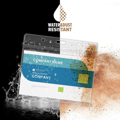 4x3 Inches Horizontal Badge Holder, Clear ID Card Holder with Waterproof Resealable Zip Type Protector, Badge Sleeve Fits Name Tag Holder/RFID/Proximity/Credit Card (200pcs-Horizontal)