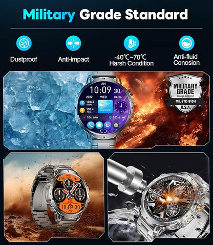 LIGE Smart Watch for Men Answer/Make Call for Android iOS, 1000mAh Battery/Flashlight, 1.85'' HD Military Smartwatch with 100+ Sports Modes, Heart Rate Sleep Monitor, IP68 Waterproof Fitness Tracker