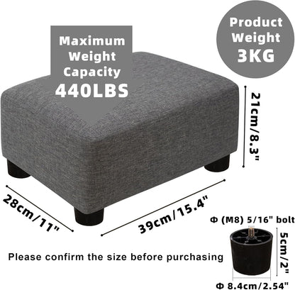 CAROLMADE Small Foot Stool Ottoman Footstool with Legs Under Desk Footrest for Living Room Bedroom and Office,Linen-Grey