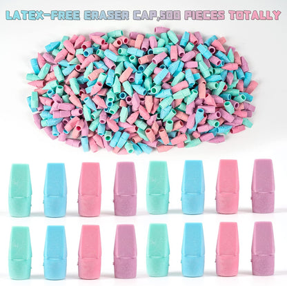 500 Pack Pencil Eraser Caps Pastel Colors Latex Free Pencil Pencil Eraser Toppers Arrowhead Caps Erasers for School Supplies,Light Color