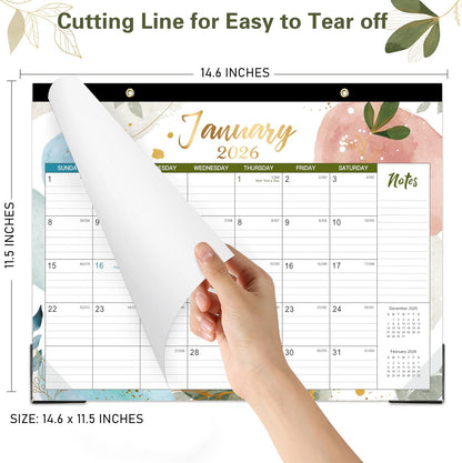 2026 Desk Calendar - Jan. 2026 - Dec. 2026, 14.6" x 11.5" Desk Calendar 2026, Desk Pad, Julian Date, Corner Protectors, Good for Work or Home Desk Organizing