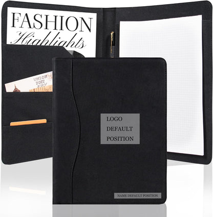 AZXCG Custom Padfolio Binder, Free Engraved Name,Leather Padfolio for Men and Women,Interview Resume Folder,Business Card Holder,Gift Portfolio