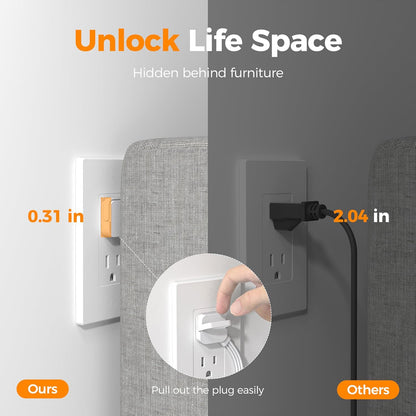 Surge Protector Power Strip, TESSAN Ring Pull Flat Plug Extension Cord 10 Ft with 3 USB (1 USB C) 4 Outlets, 900 Joules Protection, Desktop Charging Station for Home, Office, College, Dorm Room, Gray