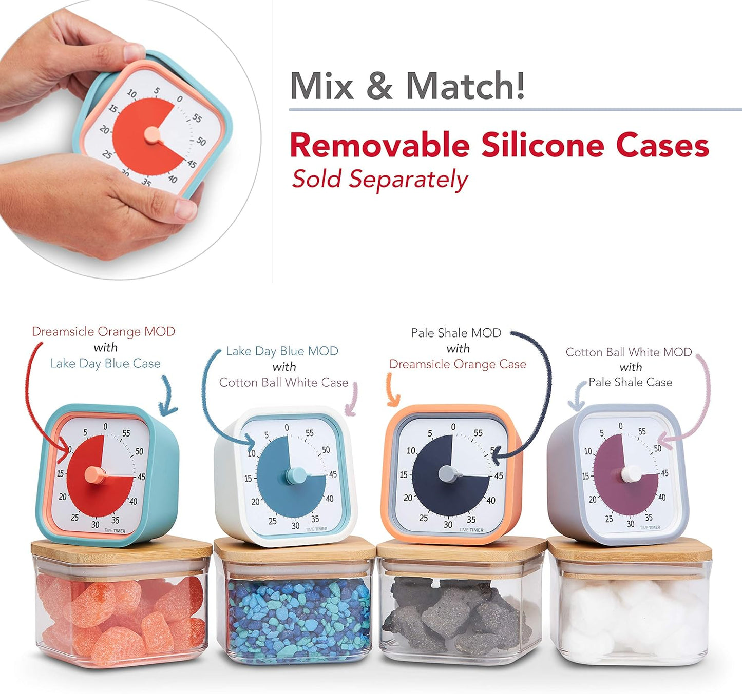 TIME TIMER Home MOD Neutral Cases - for Classroom Learning, Homeschool Study Tool, Student Desk Clock and Office Meetings with Silent Operation (2-Pack)