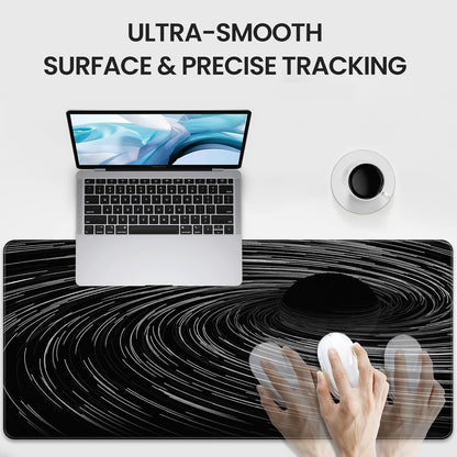 35.4 x 15.7 inches, Large Desktop Mouse pad, Keyboard and Mouse Pads for Work and Home Computers, and Large Laptop Mouse mat，Black Swirl Lines