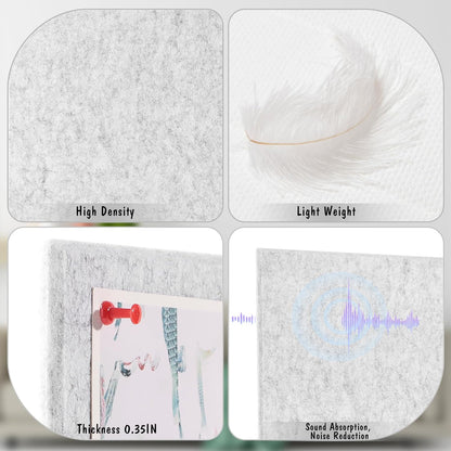 Large Cork Board 36" x 24", 6 Pack Felt Wall Tiles with Colored Pushpins, Bulletin Board with Removable Self-Adhesive Strips, Pin Board Cork Boards for Walls Office Home-Light Gray