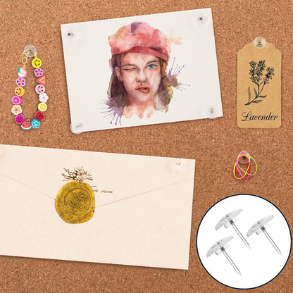 150PCS Clear Thumb Tacks - Standard Push Pins With Steel Points and Transparent Plastic Heads for Bulletin Boards, Crafts, and Office Organization