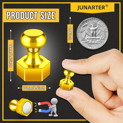 20 Pack Magnetic Push Pins, Gold Strong Fridge Magnets, Whiteboard Magnets, Refrigerator Magnets Strong, Dry Erase Board Magnets for Fridge, Whiteboard, Office, Kitchen, Map (Hexagon)