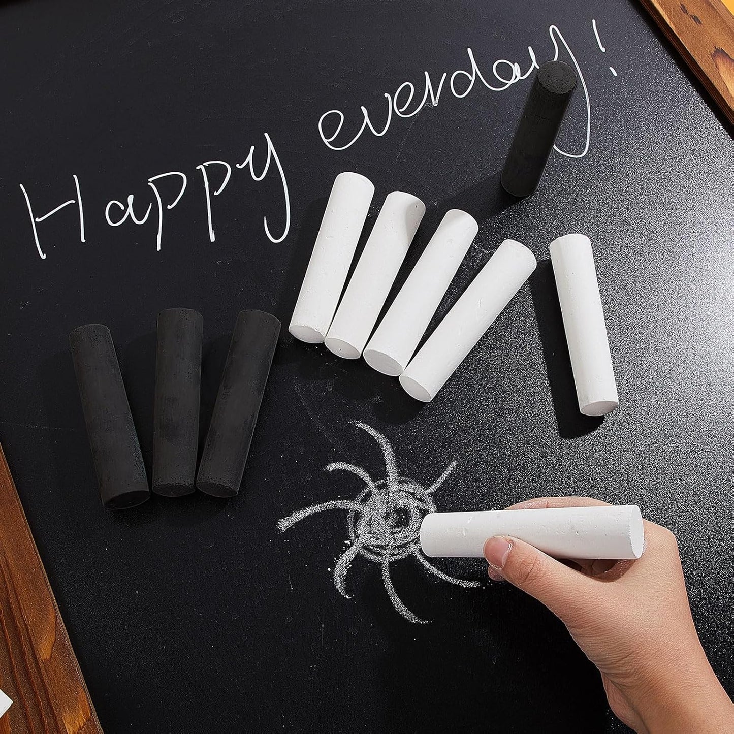 60 Pcs Sidewalk Chalk for Kids Jumbo Black White Washable Non Toxic Chalk for Classroom Outdoor Fun Creativity Art Play Painting on Chalkboard Playground Blackboard Easter Party