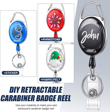 100 Pack Retractable Badge Reels Bulk Heavy Duty Badge Reel Holders with Carabiner Belt Clip and Keychain for Lanyard Card Nurse School Office Employee (Multi Color)
