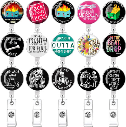 5 Cute CNA Badge Holders,Retractable Dumpster Fire Lanyards for Hard Badge Accessories by Nurse Nursing Students