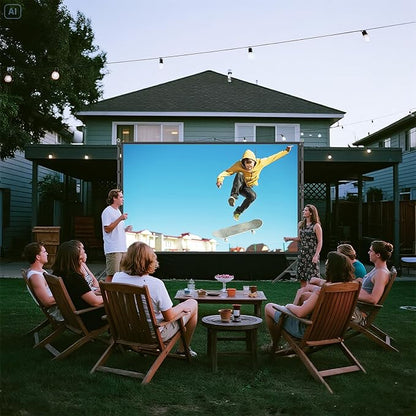 200inch Outdoor Projector Screen with Stand,XINLEMY Big Portable Projection Screen,16:9 4K HD Wrinkle-Free Rear Front Movie Screen with Carry Bag for Backyard Night RVing Home Theater