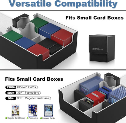 Mlikero Card Deck Case, Trading Card Storage Box for Magnetic Cards Holder and Hard Plastic Cards Protectors, Leather Magnetic Closure Deck Box Fit for MTG, TCG