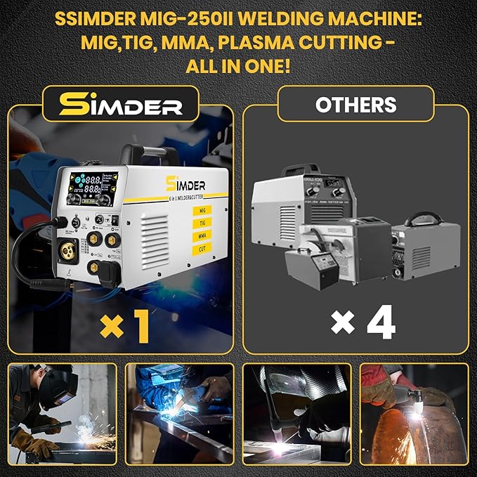 SSIMDER MIG Welder Plasma Cutter Combo with 71Pcs Cut Consumables 110V 220V 160A Gas MIG/Flux Core/Spool/TIG/Stick/CUT 6 in 1 Multiprocess Welder Welding Machine for Home DIY Outdoor Industrial Use