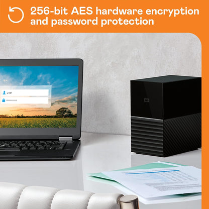 WD 44TB My Book Duo Desktop RAID External Hard Drive HDD, USB 3.1, With Password Protection and Auto Backup Software - WDBFBE0440JBK-NESN