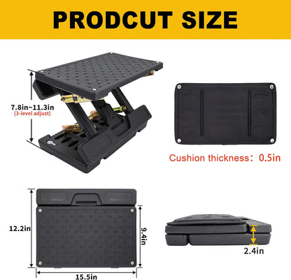 Adjustable Foot Rest Under Desk - Ergonomic Office Foot Stool with Massage, Leg Rest for Desk, Anti-Slip Design for Home & Work, Improves Posture (PB-Black)