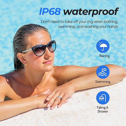 Smart Ring IP68 Waterproof，5-Day Long Battery Life, No Subscription Fee，Fitness Health Tracker for Men Women, Heart Rate & Sleep Monitoring Daily Use，iOS&Android Compatible (Silver, 12)