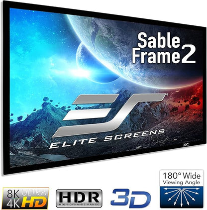 Elite Screens Sable Frame 2, 165-Inch Fixed Frame Projector Screen, 16:9 8K/4K Ultra HD & Active 3D Ready, ISF-Certified Material, Ideal for Home Theater, Office, and Indoor Presentations, ER165WH2