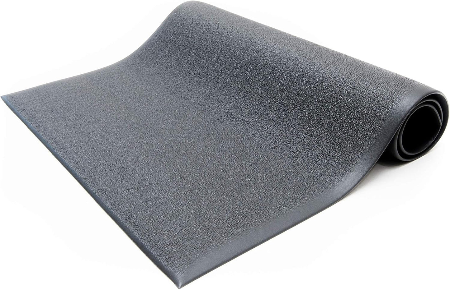 Anti-Fatigue Floor Mat, 2 Feet x 3 Feet x 3/8 Inch Thick, Textured Pattern Top, Bevelled on All Sides, Black, Made in USA