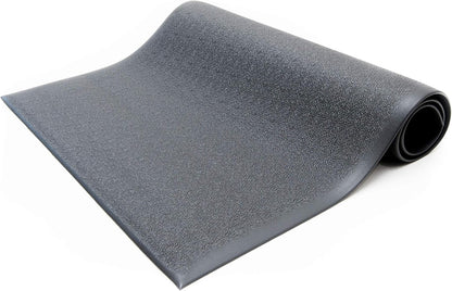 Anti-Fatigue Floor Mat, 2 Feet x 3 Feet x 3/8 Inch Thick, Textured Pattern Top, Bevelled on All Sides, Black, Made in USA