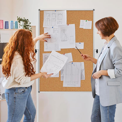 [15 Sq/ft] Large Rolling Whiteboard & Corkboard Combo with Stand, 28"x40" Reversible Double-Sided White Board Cork Board Combination, Mobile Dry Erase and Bulletin Boards on Wheels