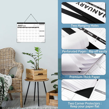 2025-2026 Desk Calendar - Desk Calendar 2025-2026, Jul. 2025 - Dec. 2026, 17"x12" Desktop Calendar with Notes, Corner Protector, Ruled Blocks