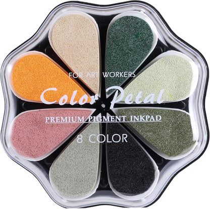 YPSelected 8 Assorted Multi Colours Waterdrop Shaped Craft Rubber Stamps Petal Ink Pads for Paper Wood Fabric (Set 1028)