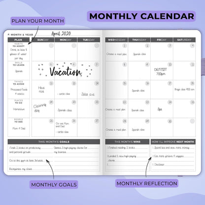 Clever Fox Planner – Undated Weekly & Monthly Planner for Productivity, Time Management & Goals – Organizer Journal – A5 (Lavender)