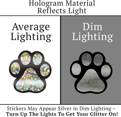 Paw Prints Animal Stickers- 500 1.5" Labels, Dog Paw Prints for Kids, Parties, Vets, Kennels, and Mailing. Made in The USA by Kenco (Glitter Holo Paws)