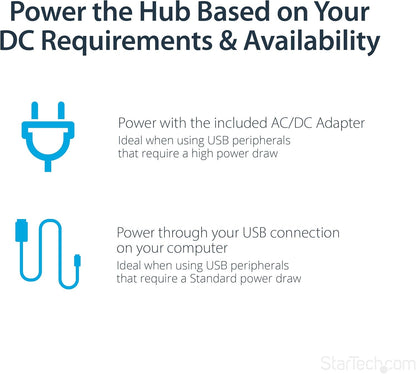StarTech.com 7 Port USB 3.0 Hub – Up To 5 Gbps – 7 x USB – Universal Multi Port USB Extender for Your Desktop – USB Powered (ST7300USB3B)