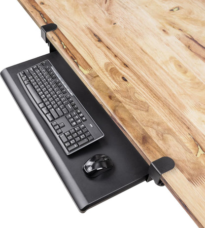 EHO Clamp-On Retractable Adjustable Keyboard Tray, Under Desk Ergonomic Keyboard Tray - Easy Tool-Free Install - Large Surface 27.5" (31.8" Including Clamps) x 12.5" Home & Office
