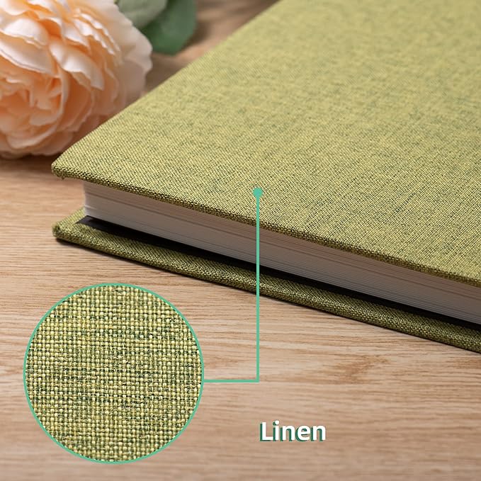 Large Photo Album Scrapbook – Holds 4x6, 8x10 Pictures – Self-Adhesive Pages for Baby, Wedding, Travel & Family Memories | Includes Metallic Pen & Scraper/Matcha Large DIY Memory Book for Gifts