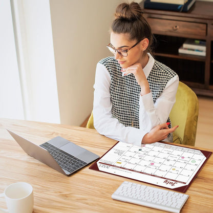 Ospelelf Desk Calendar 2025-2026 Wall Monthly Planner 12"x17" Leather Pad with Protective Cover 18 Months July 2025 to December 2026 Brown