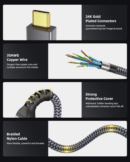 Maxonar 2 Packs 10FT Thunderbolt 4 Cable with 40Gbps Data Sync/240W Charging and 8K for Thunderbolt 4/3, USB4, and USB C Devices