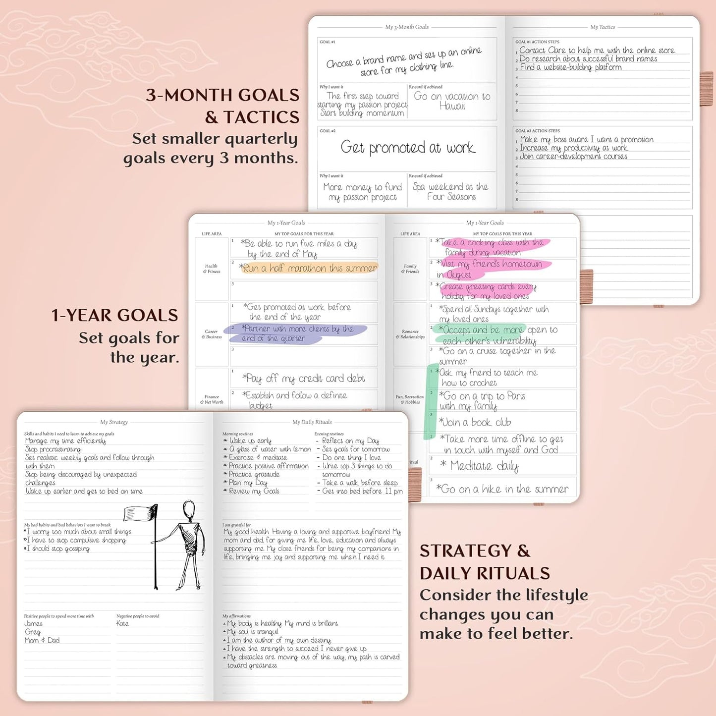 Legend Planner – Weekly & Monthly Life Planner to Hit Your Goals & Live Happier. Organizer Notebook & Productivity Journal. A5 (Rose Gold)