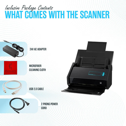 IX500 Fujitsu Scansnap Receipt Scanner for Mac & PC - USB High Speed Cloud Enabled Document, Photo Scanners - ADF with Duplex Scanning - Comes with 16v, USB 3.0 Cable (Renewed)