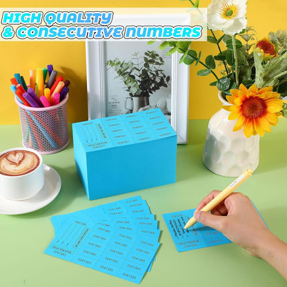 Kosiz 1000 Sheet 15 Bid Raffle Tickets Chinese Auction Tickets Sheets Auction Fundraiser Ticket Numbered with Name and Phone Number Per Sheet Raffle Tags for Silent Auction(Lake Blue)