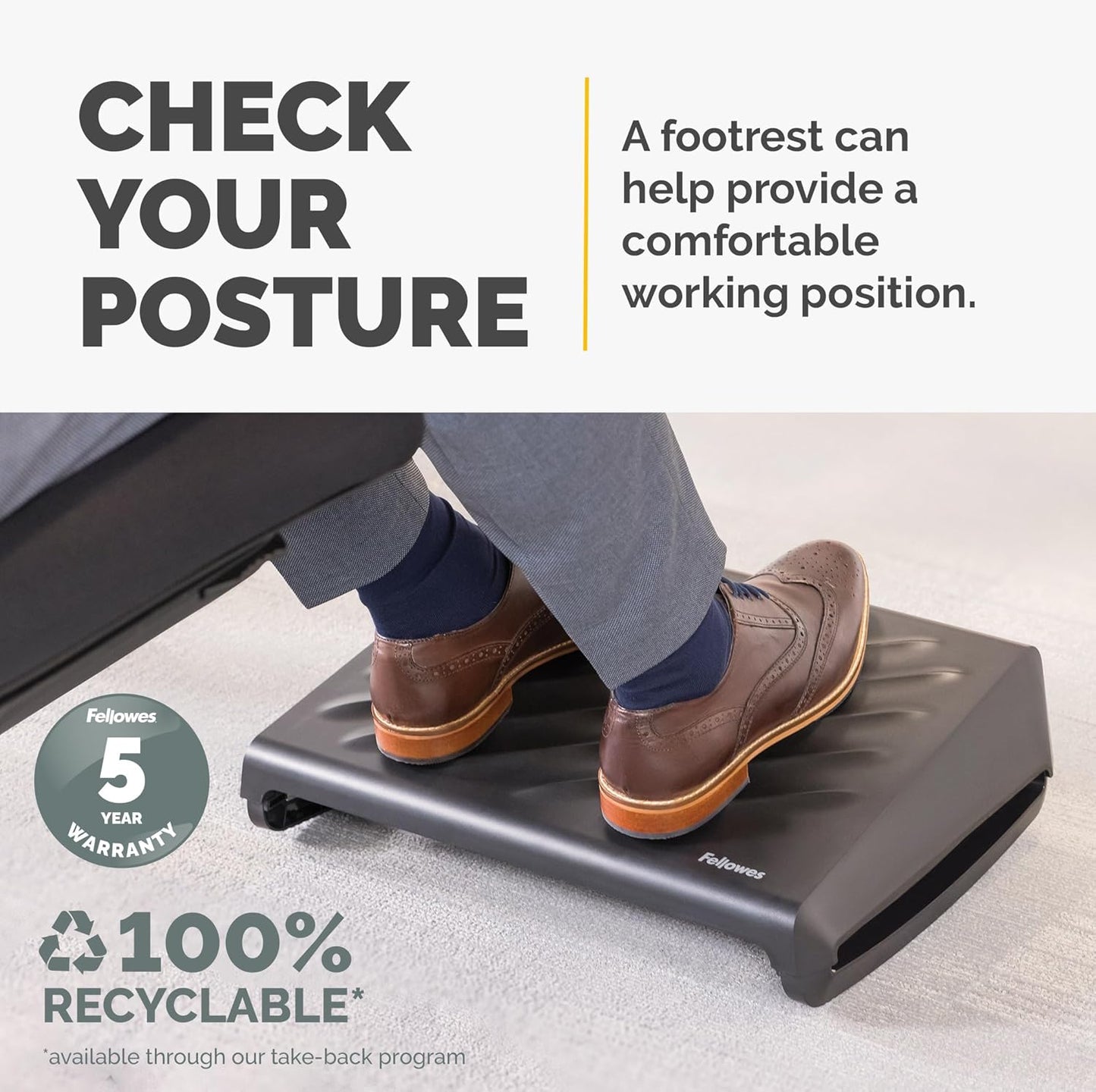 Fellowes Breyta Ergonomic Adjustable Foot Rest Black