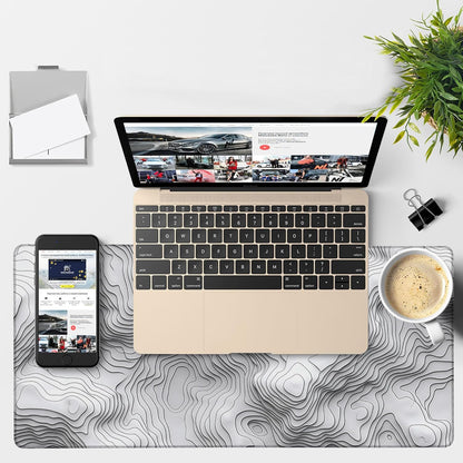 Large Mouse Pad Wave Lines Gaming Desk Pad Computer Keyboard Non-Slip Waterproof Mouse Mat with Rubber Base and Stitched Edges Entertainment Office Writing Desk Mat 35.4 x 15.7 Inches