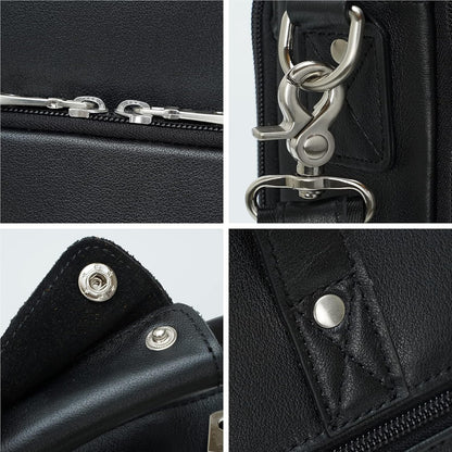 Leather Briefcase for Men 17 Inch Laptop Crossbody Shoulder Messenger Bag Attache Case for Business Travel Work Lawyer